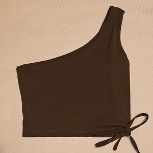 One-Shoulder Brown Crop Top